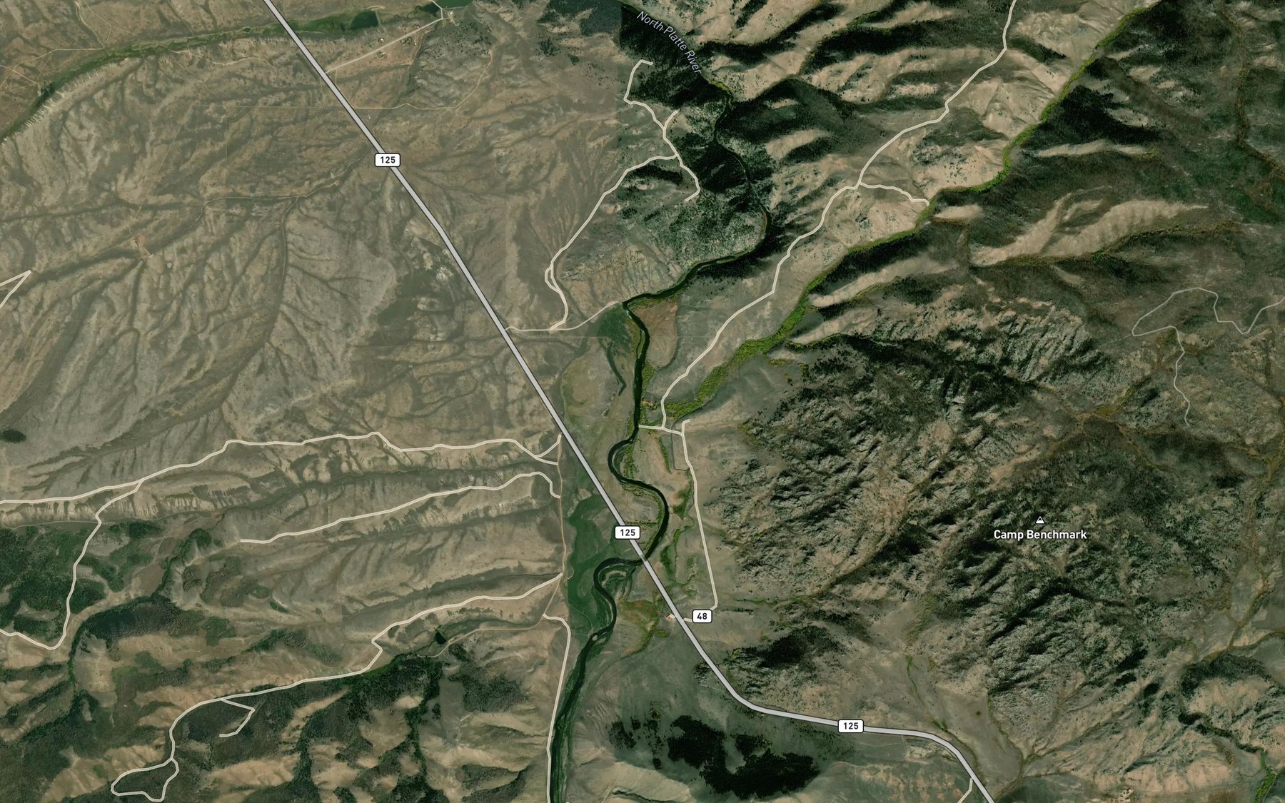 Satellite map of the Camp Creek