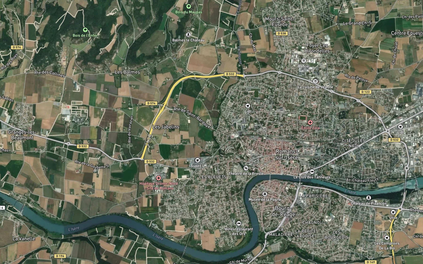 Satellite map of the Savasse