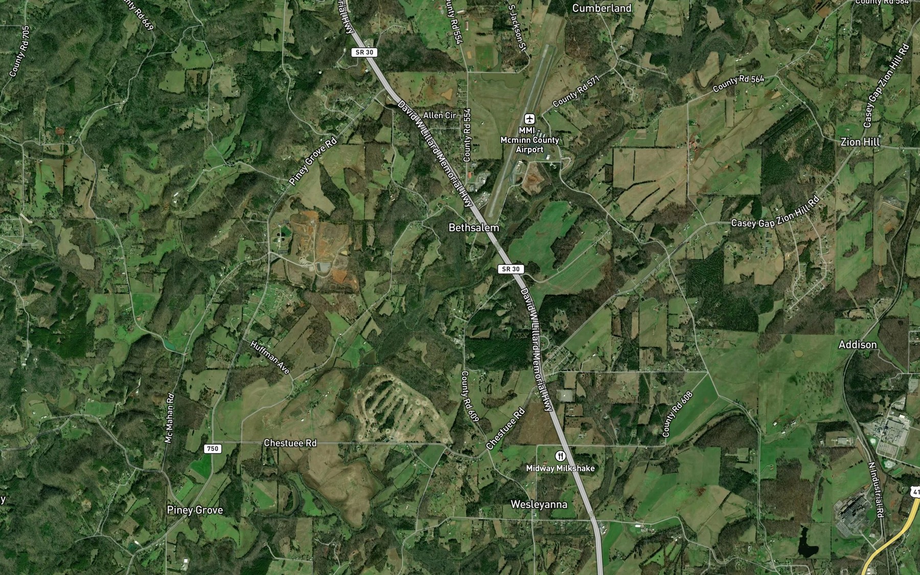 Satellite map of the Rudd Spring Branch