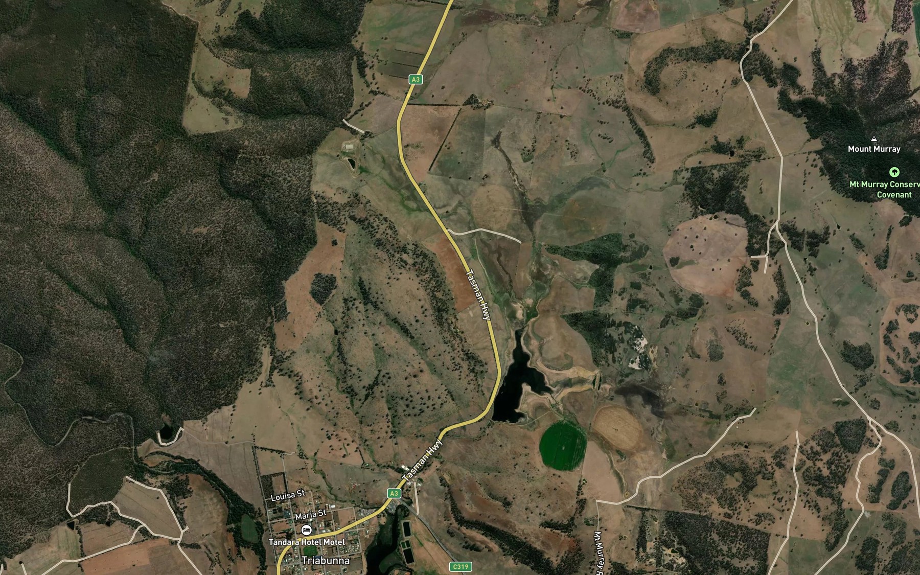 Satellite map of the Rostrevor Reservoir