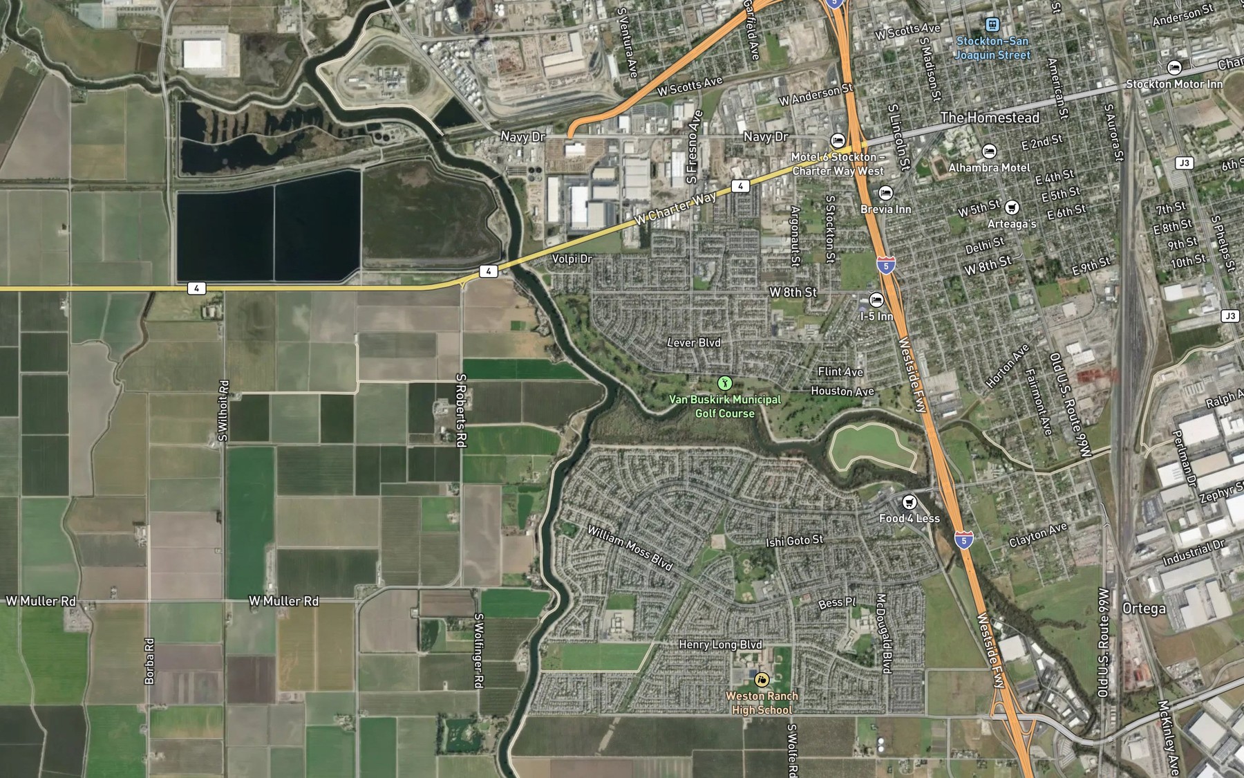 Satellite map of the French Camp Slough