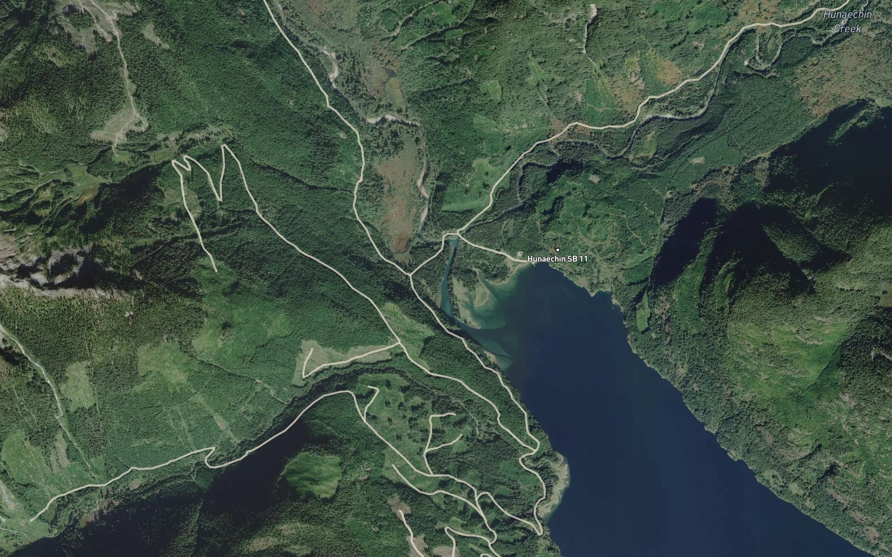 Satellite map of the Skwawka River