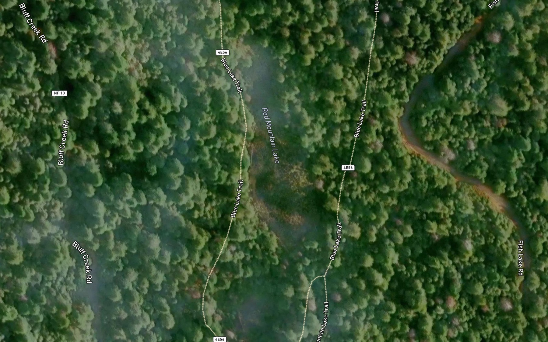 Satellite map of the Red Mountain Lake