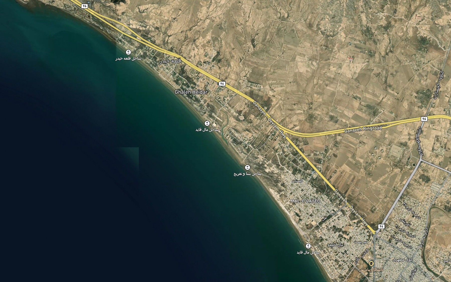 Satellite map of the Khowr-e Dowtu