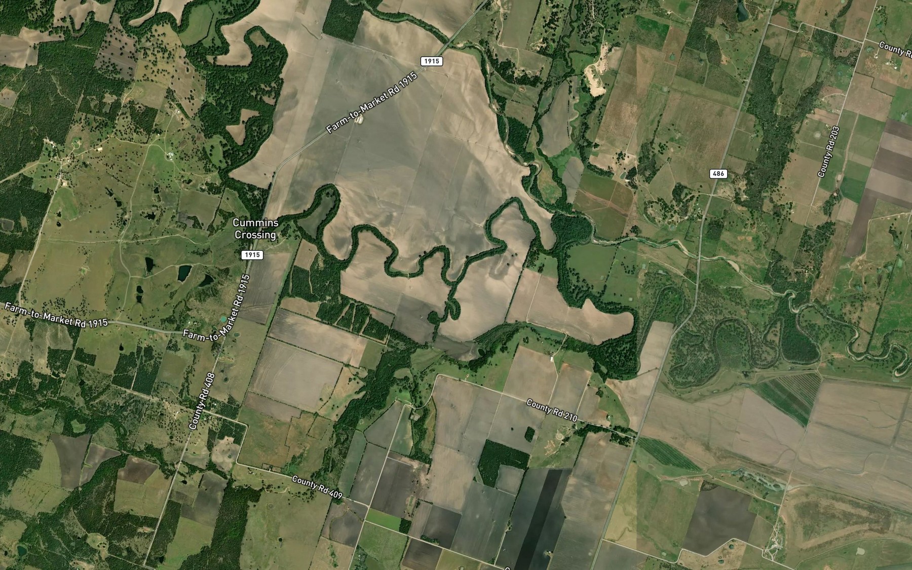 Satellite map of the Clays Creek