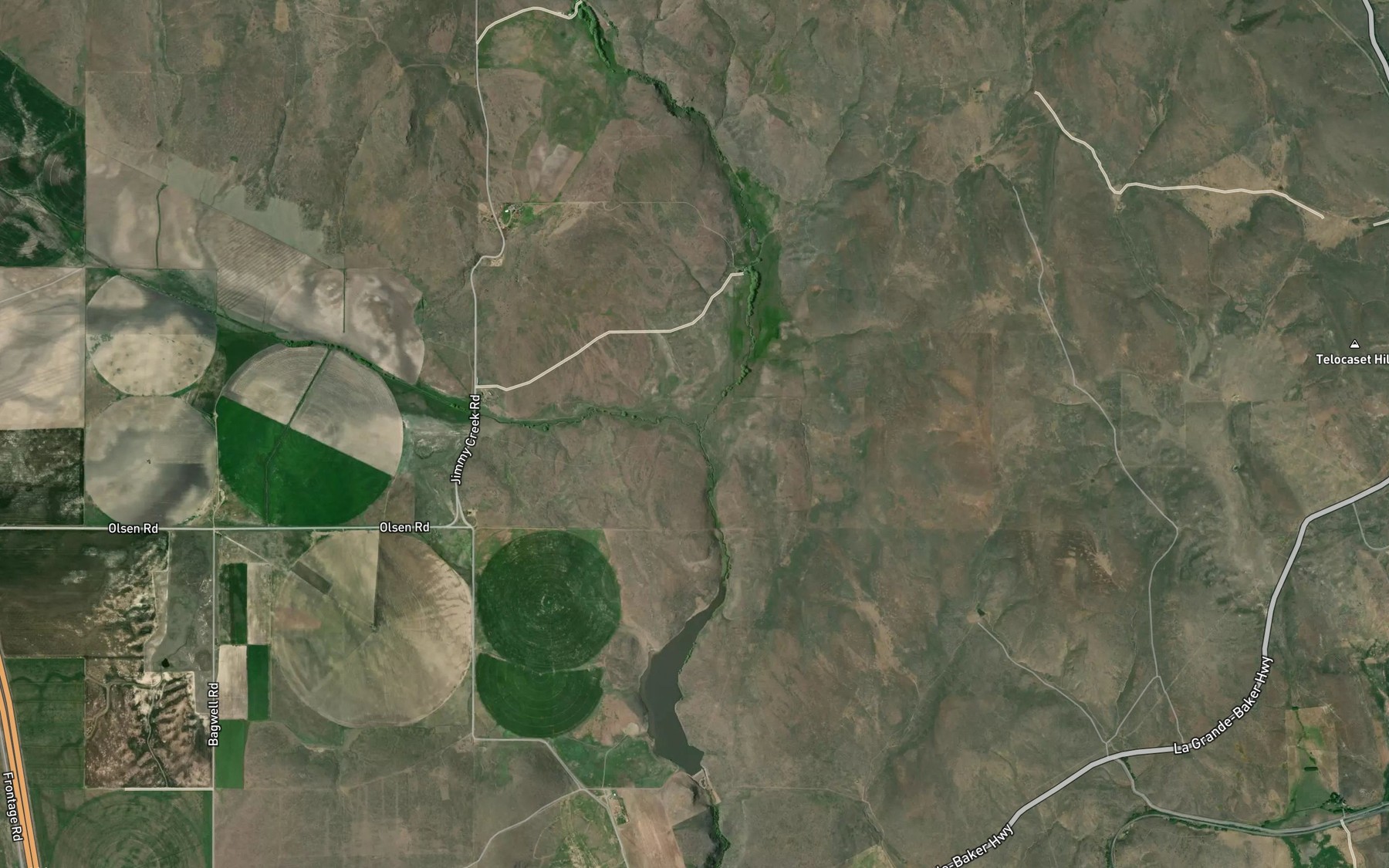 Satellite map of the Clover Creek