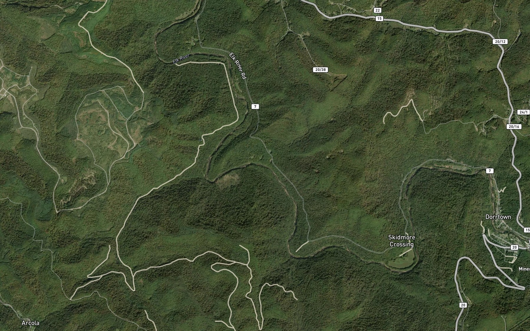 Satellite map of the Mill Run