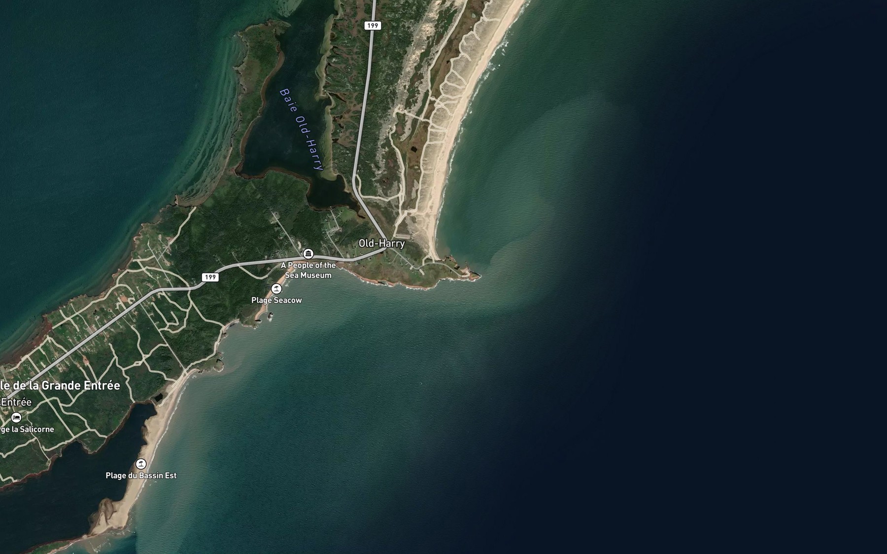 Satellite map of the Anse Allen-Clark