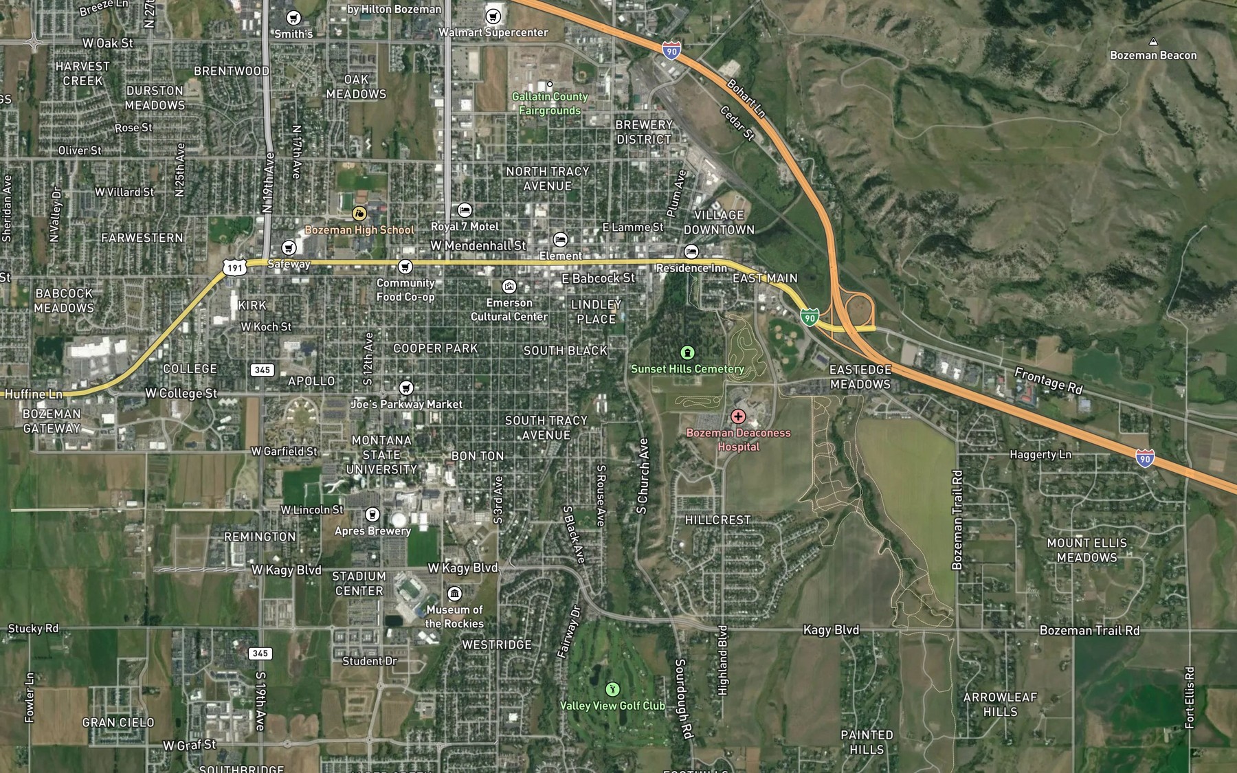 Satellite map of the Spring Creek