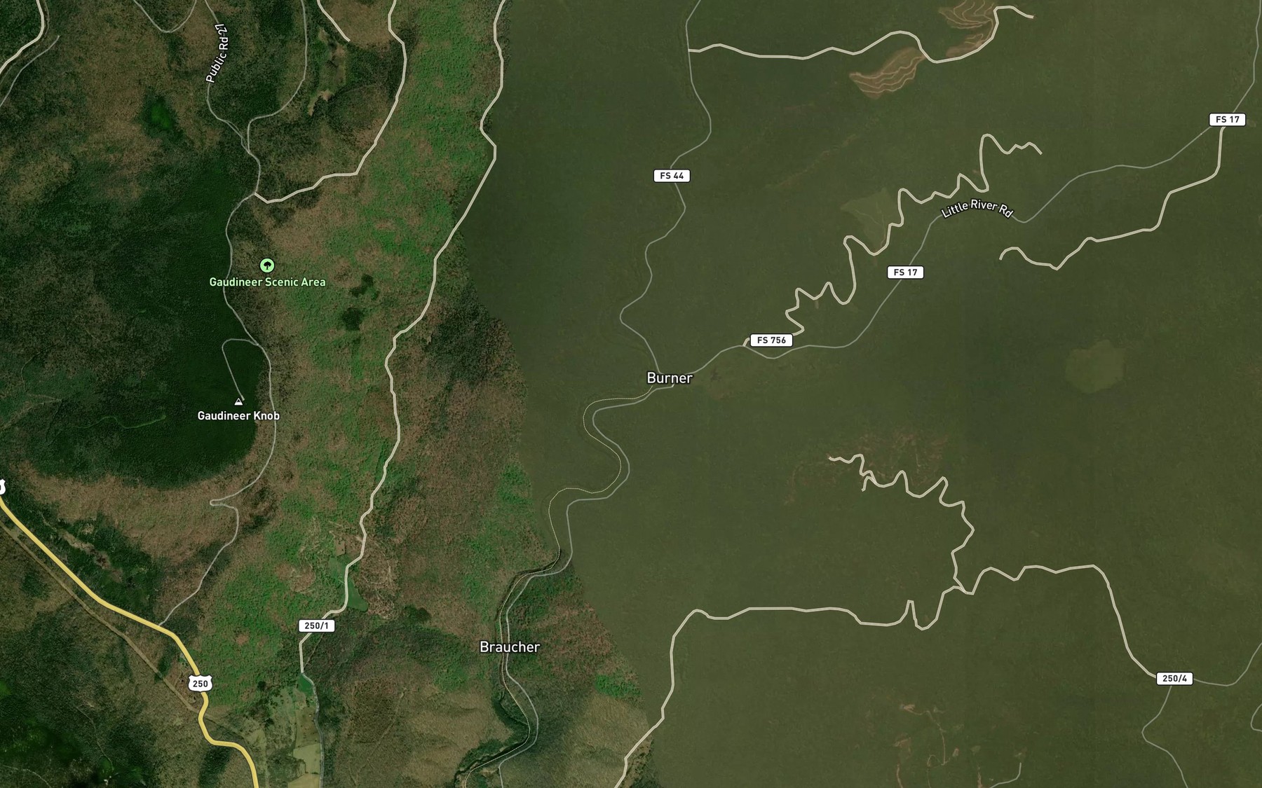 Satellite map of the Little River