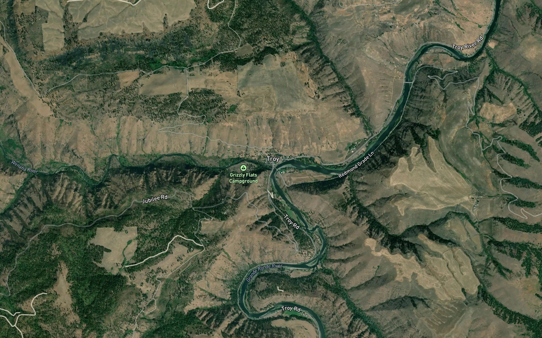 Satellite map of the Wenaha River
