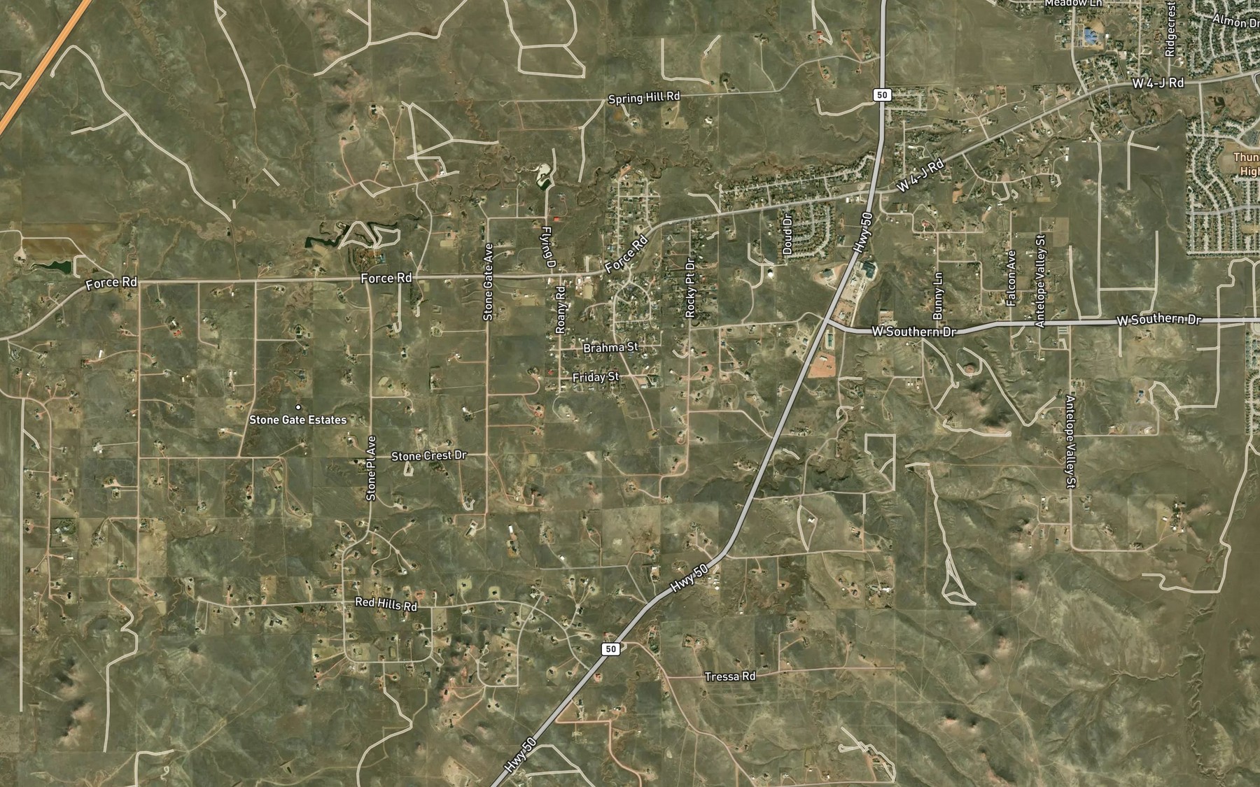 Satellite map of the Knob Reservoir