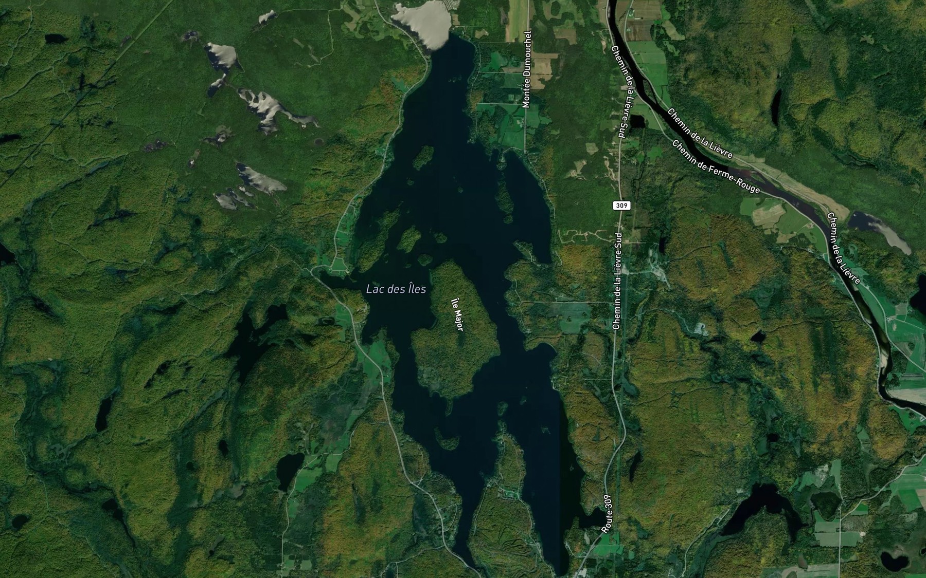 Satellite map of the Lac des Iles