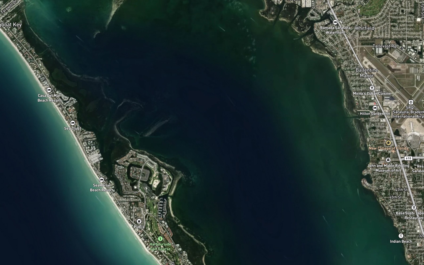 Satellite map of the Sarasota Bay