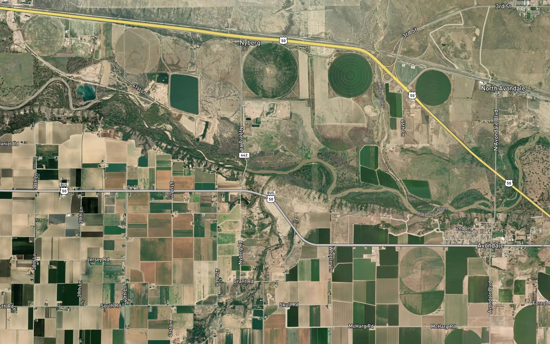 Satellite map of the Sixmile Creek