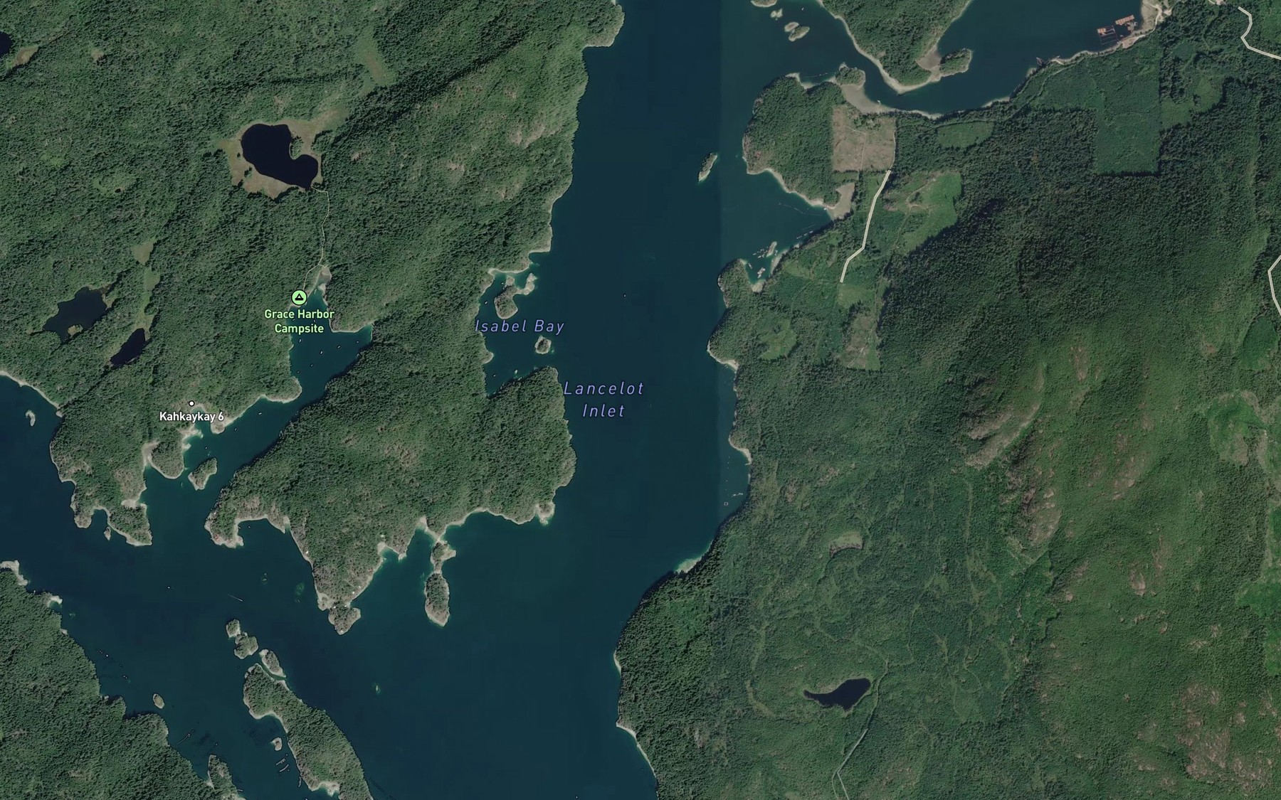 Satellite map of the Lancelot Inlet