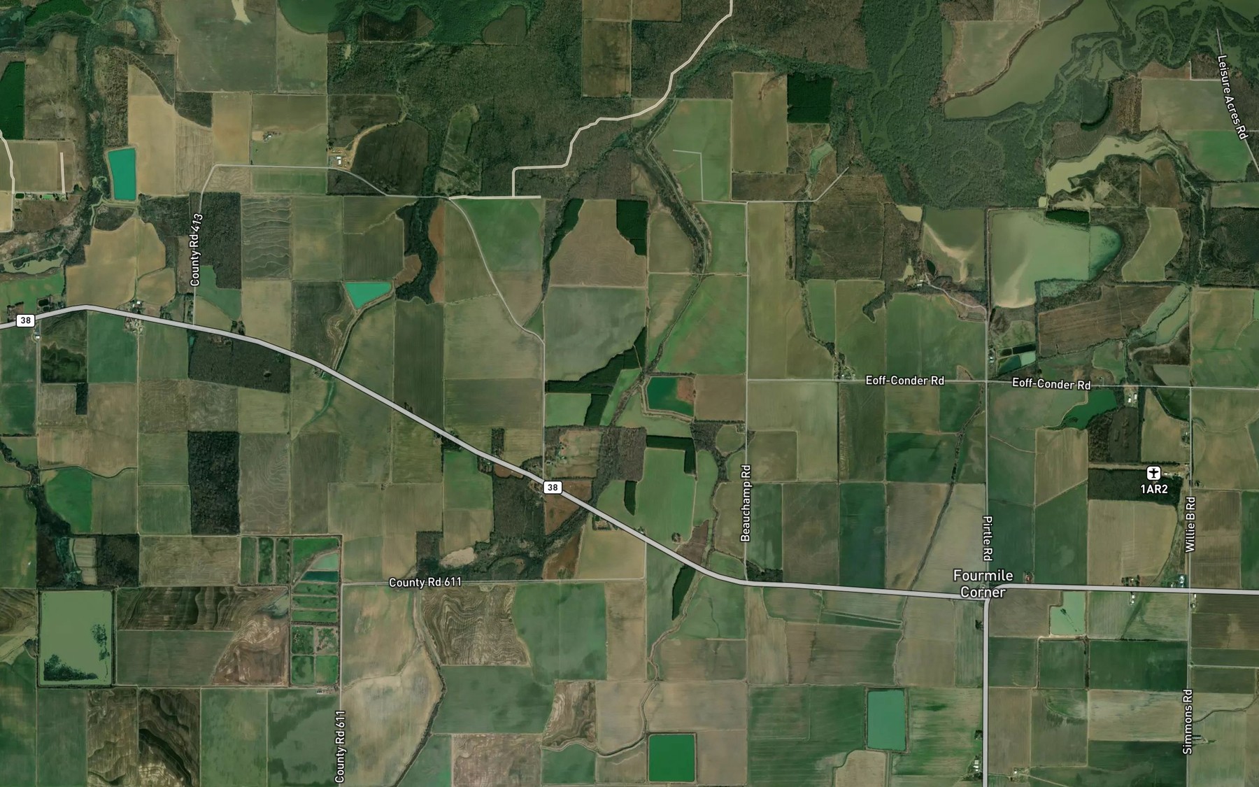 Satellite map of the Lasses Creek