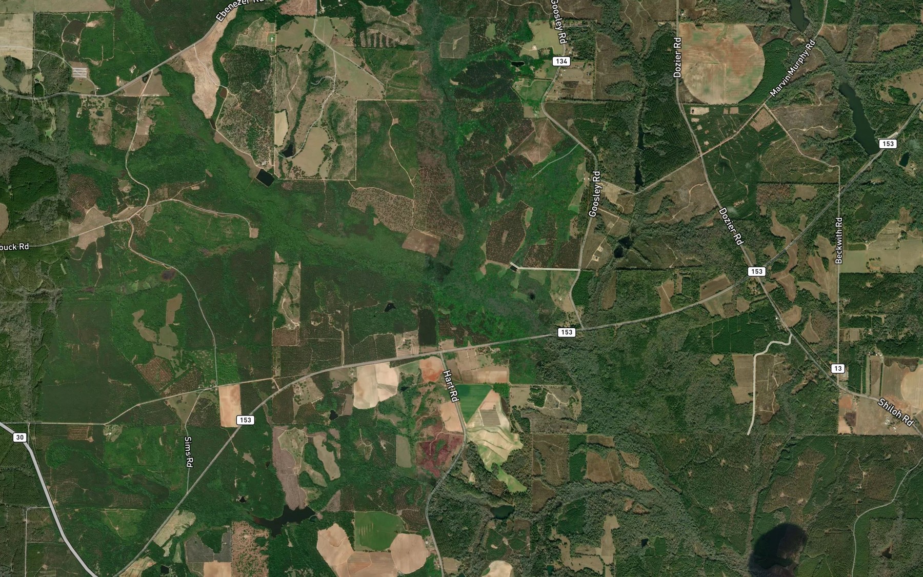 Satellite map of the Owens Creek