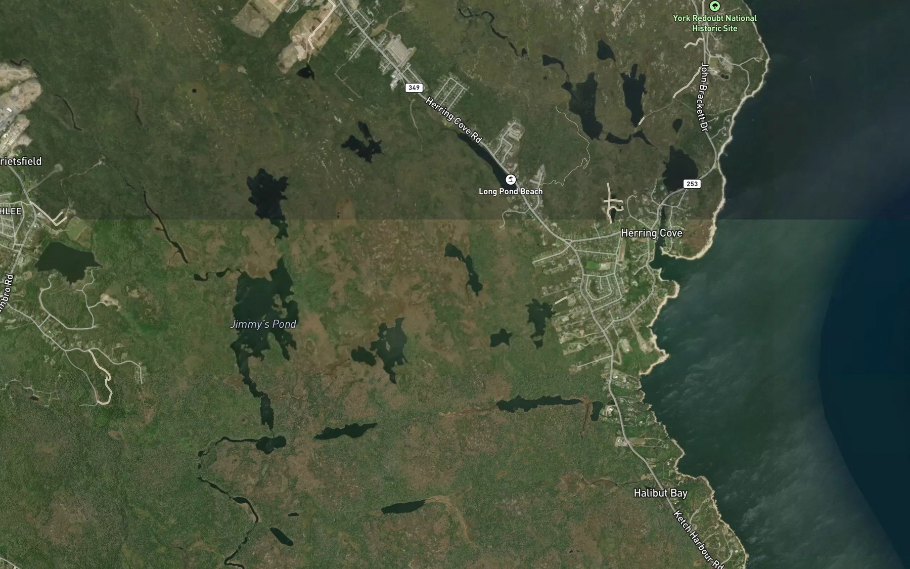 Satellite map of the Cranberry Pond