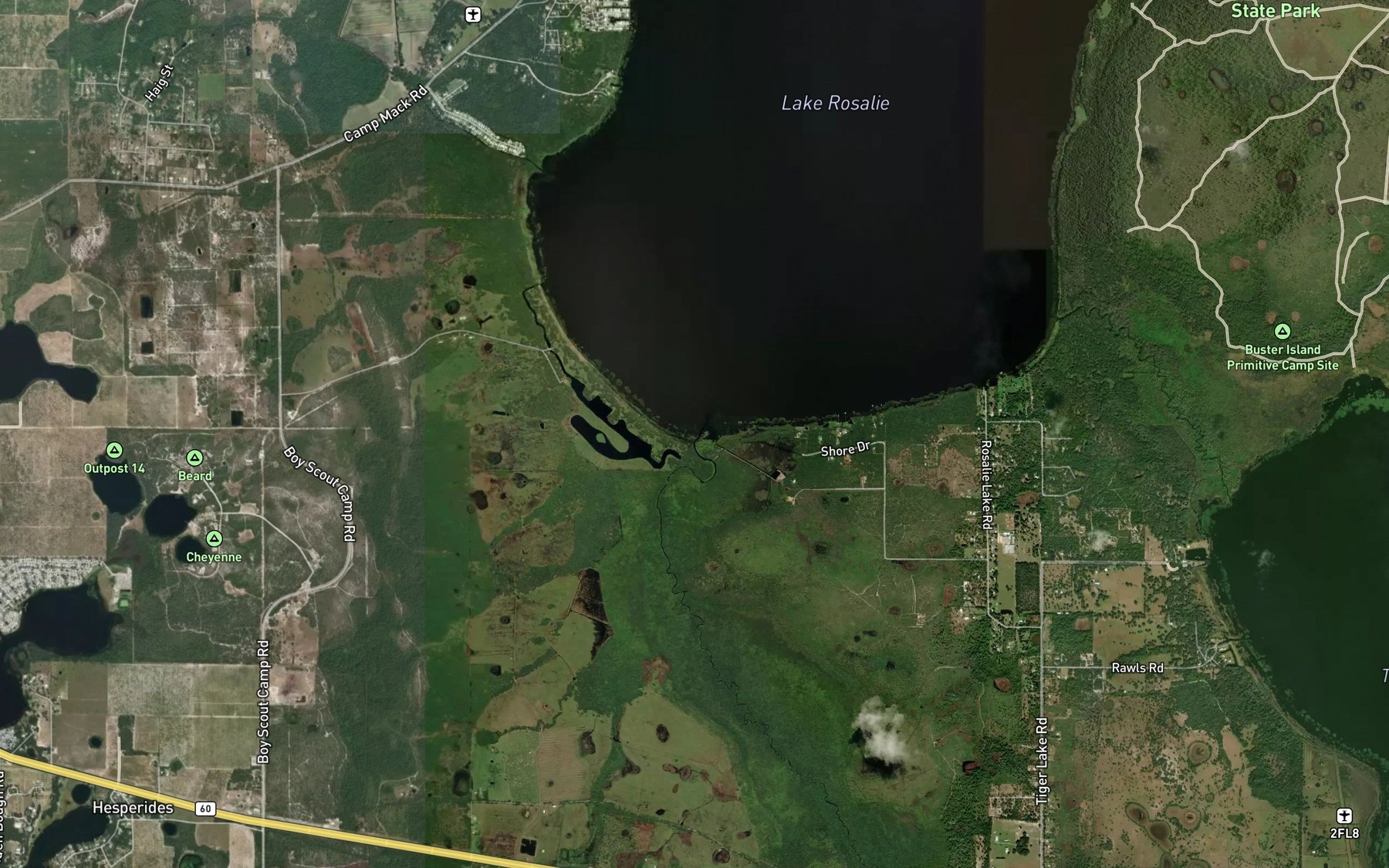 Satellite map of the Weohyakapka Creek