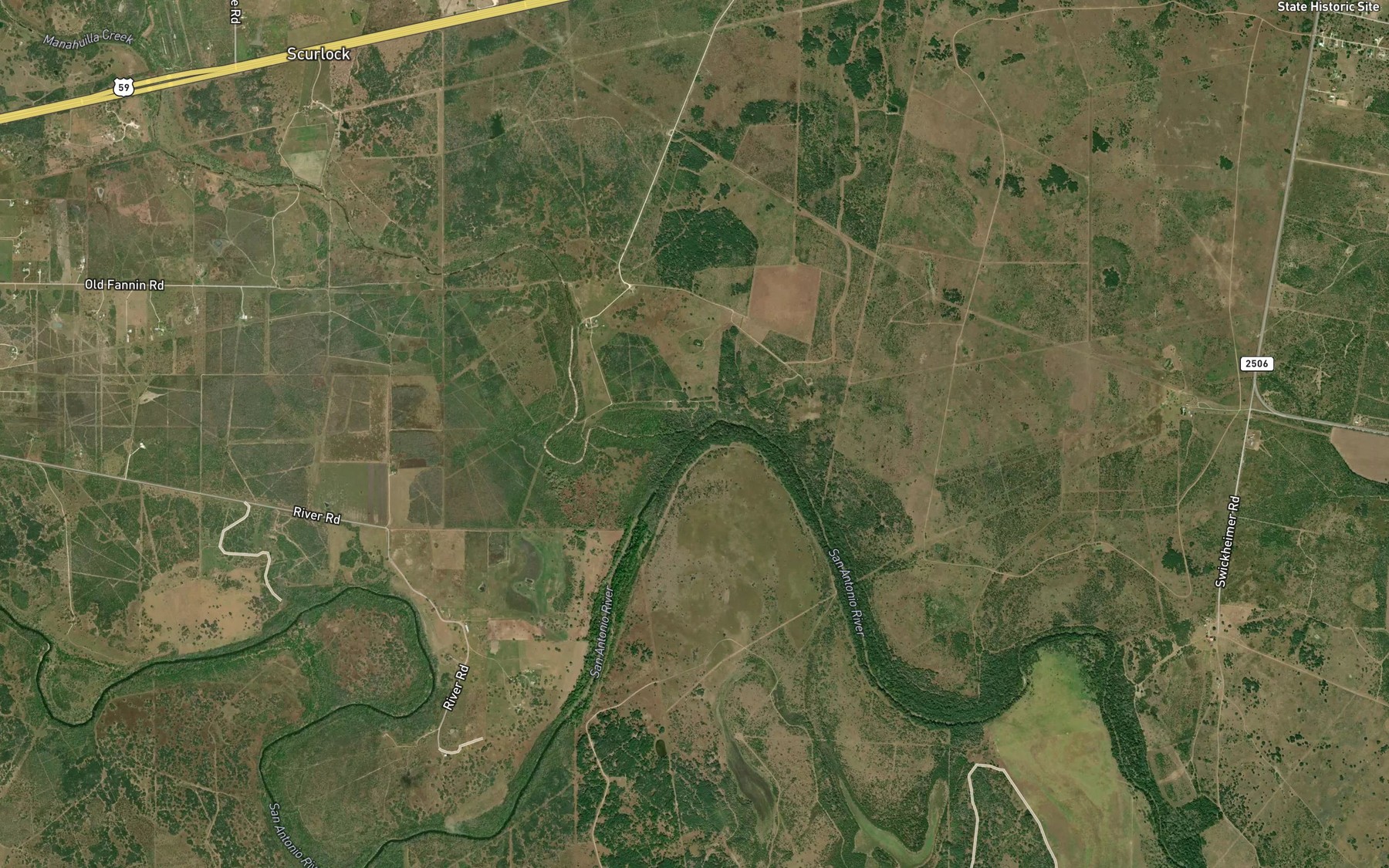 Satellite map of the Manahuilla Creek