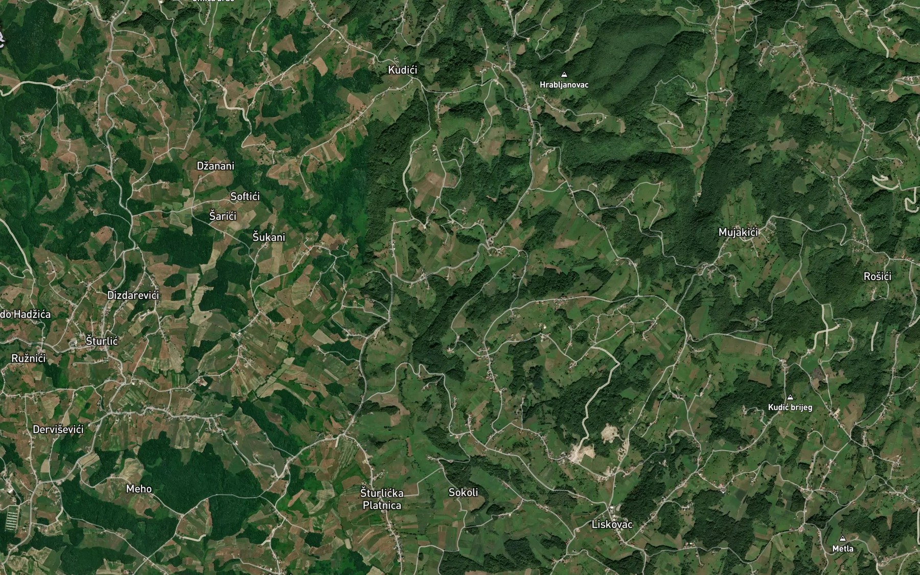 Satellite map of the Platnica Vrelo