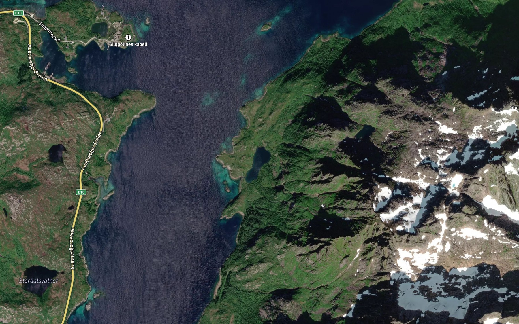 Satellite map of the Saltvatnet