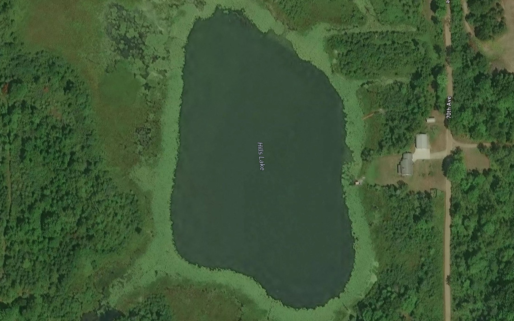 Satellite map of the Hills Lake
