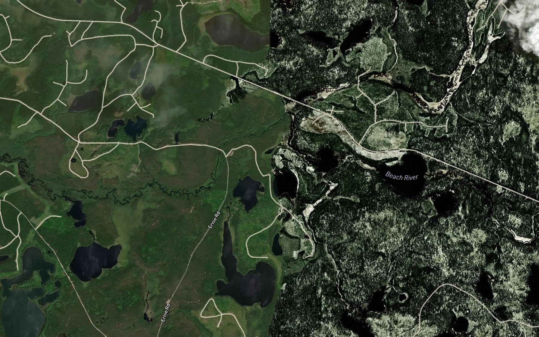 Satellite map of the Beach River