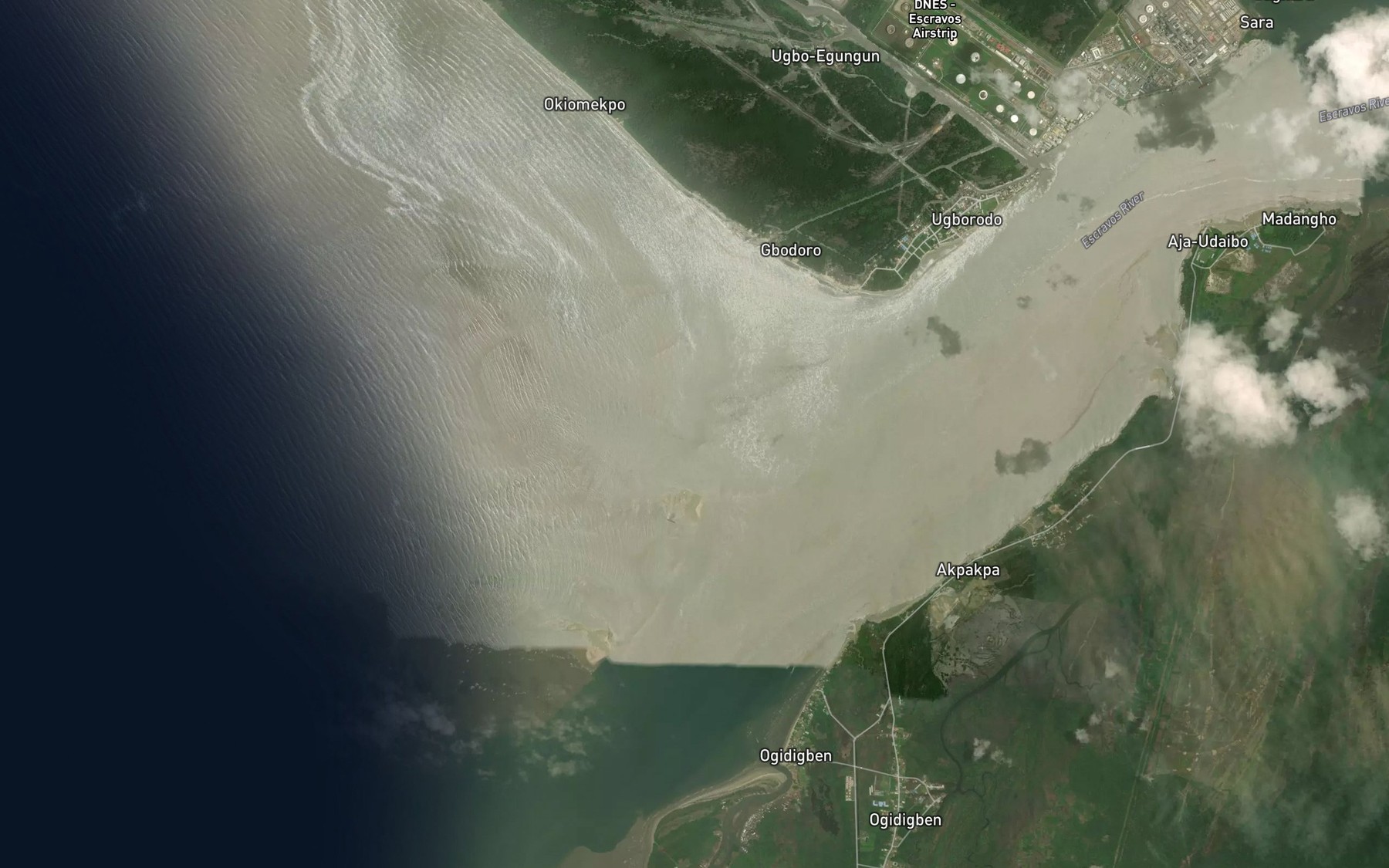 Satellite map of the Escravos River