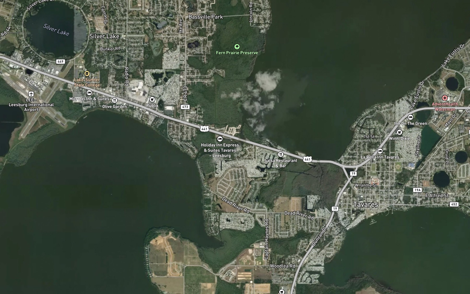 Satellite map of the Dead River Canal