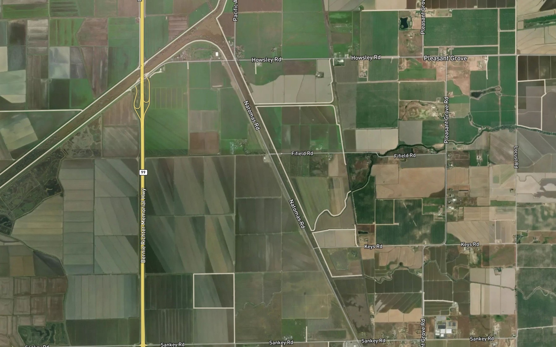 Satellite map of the Pleasant Grove Creek Canal