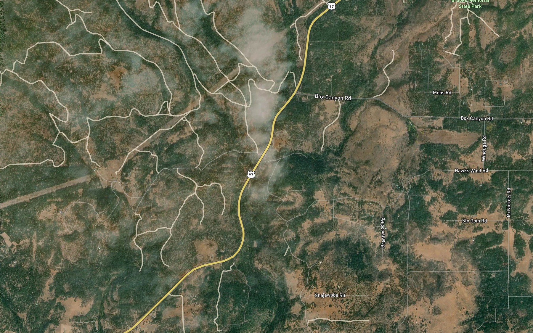Satellite map of the West Prong Little Klickitat River