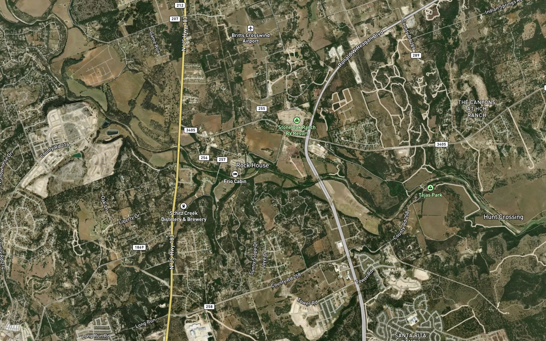 Satellite map of the Anderson Branch
