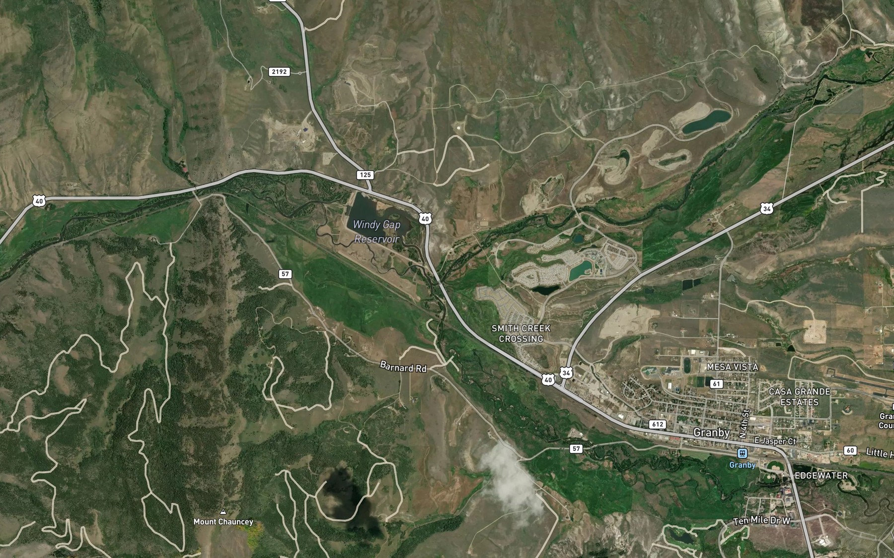 Satellite map of the Smith Creek