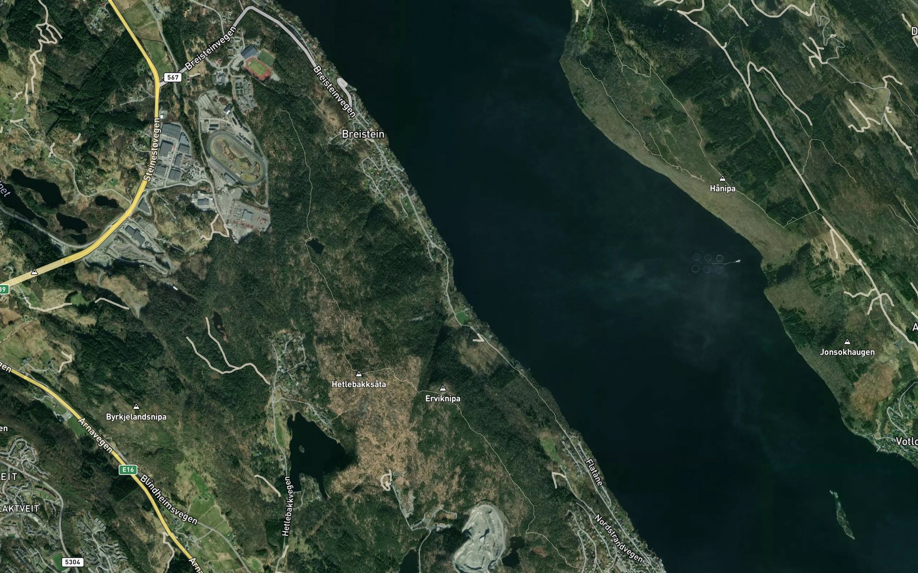 Satellite map of the Ervika