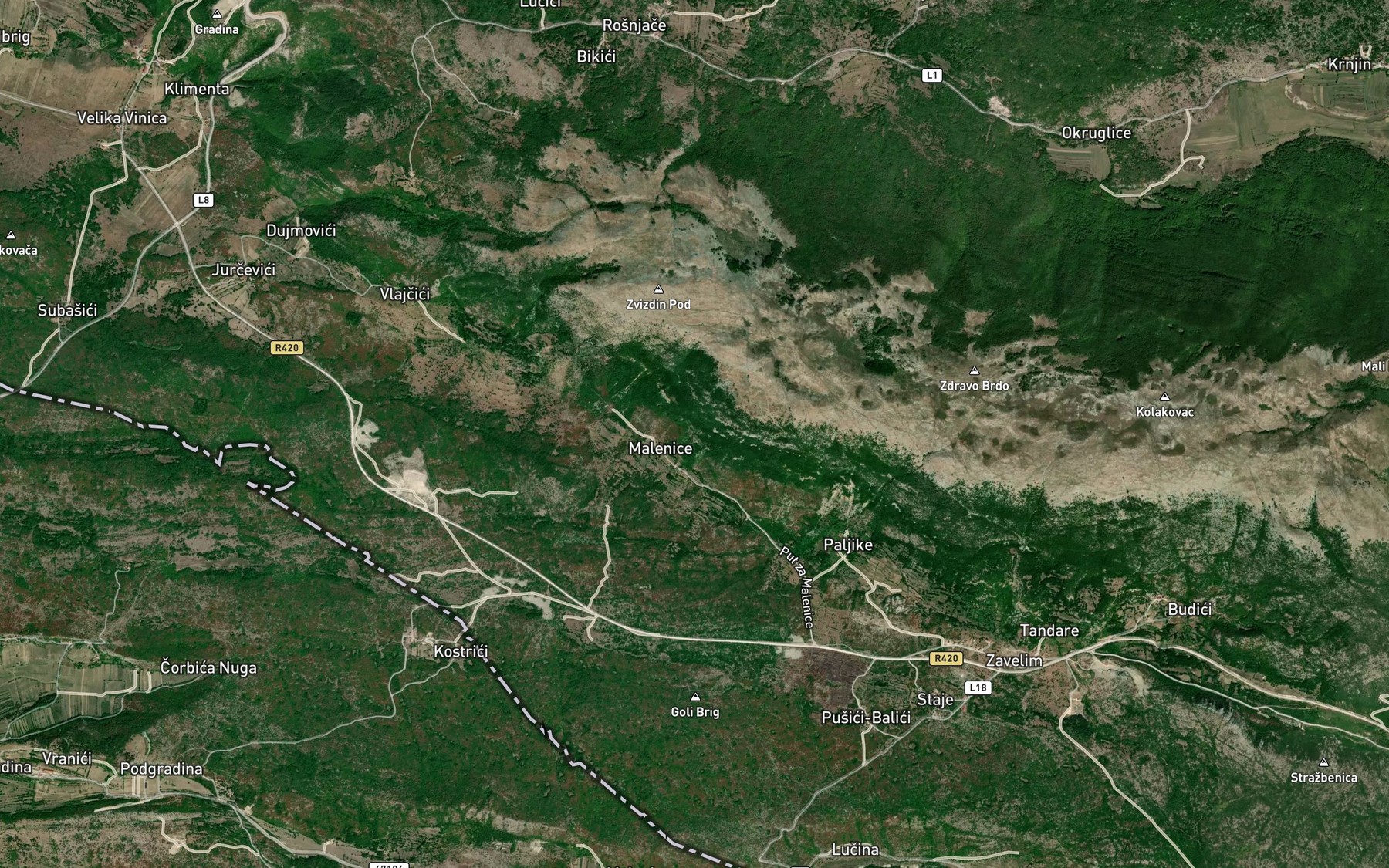 Satellite map of the Korito
