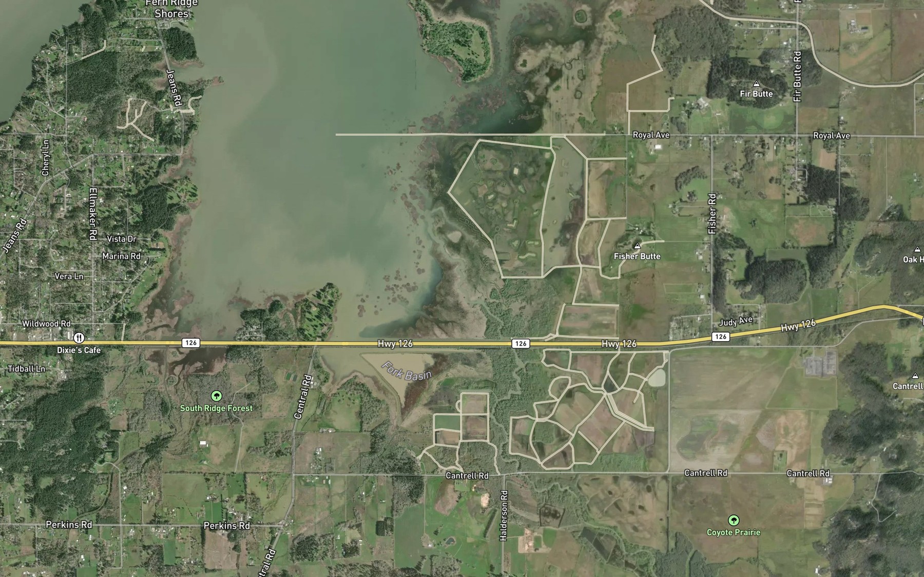 Satellite map of the Coyote Creek