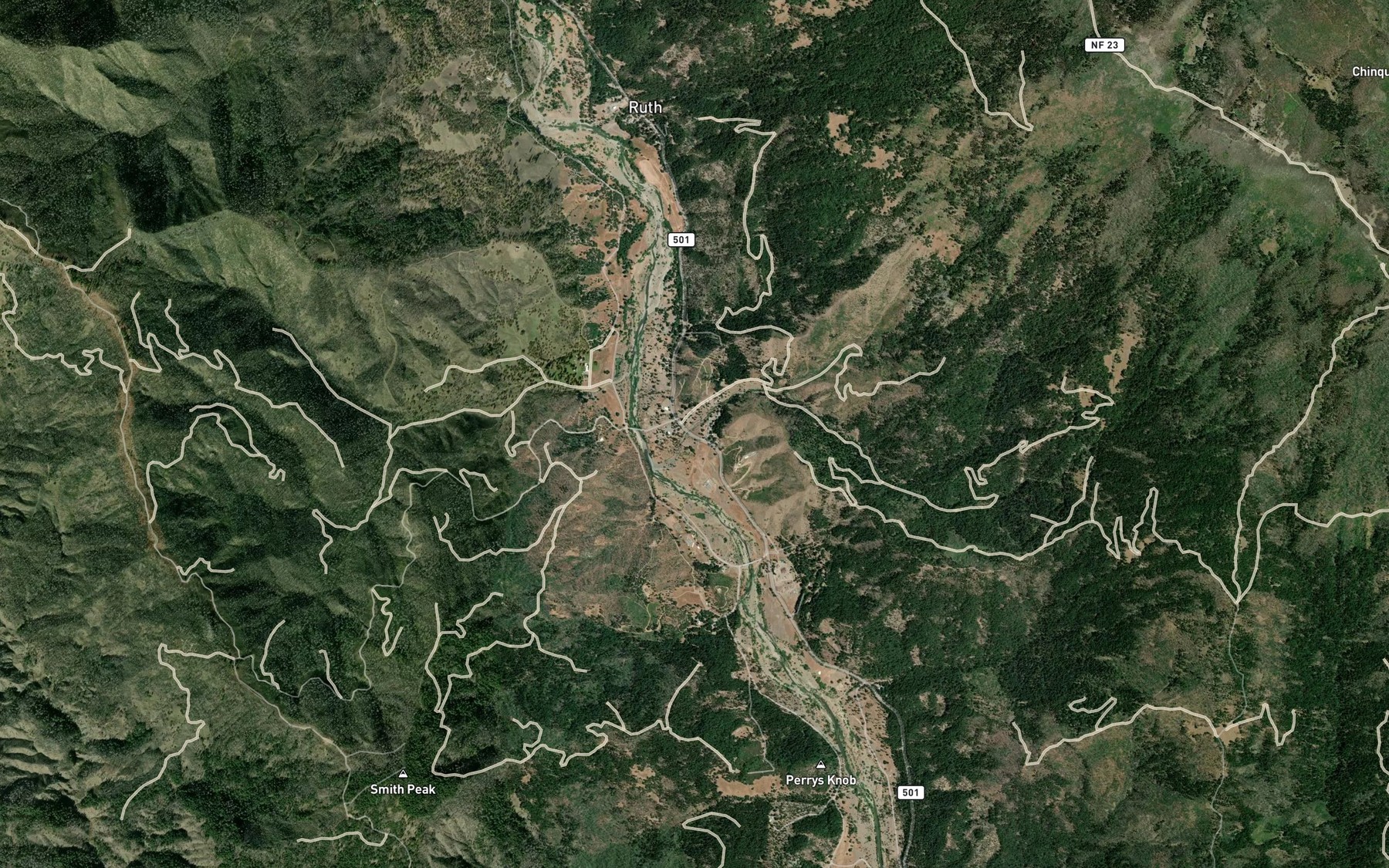 Satellite map of the Littlefield Creek