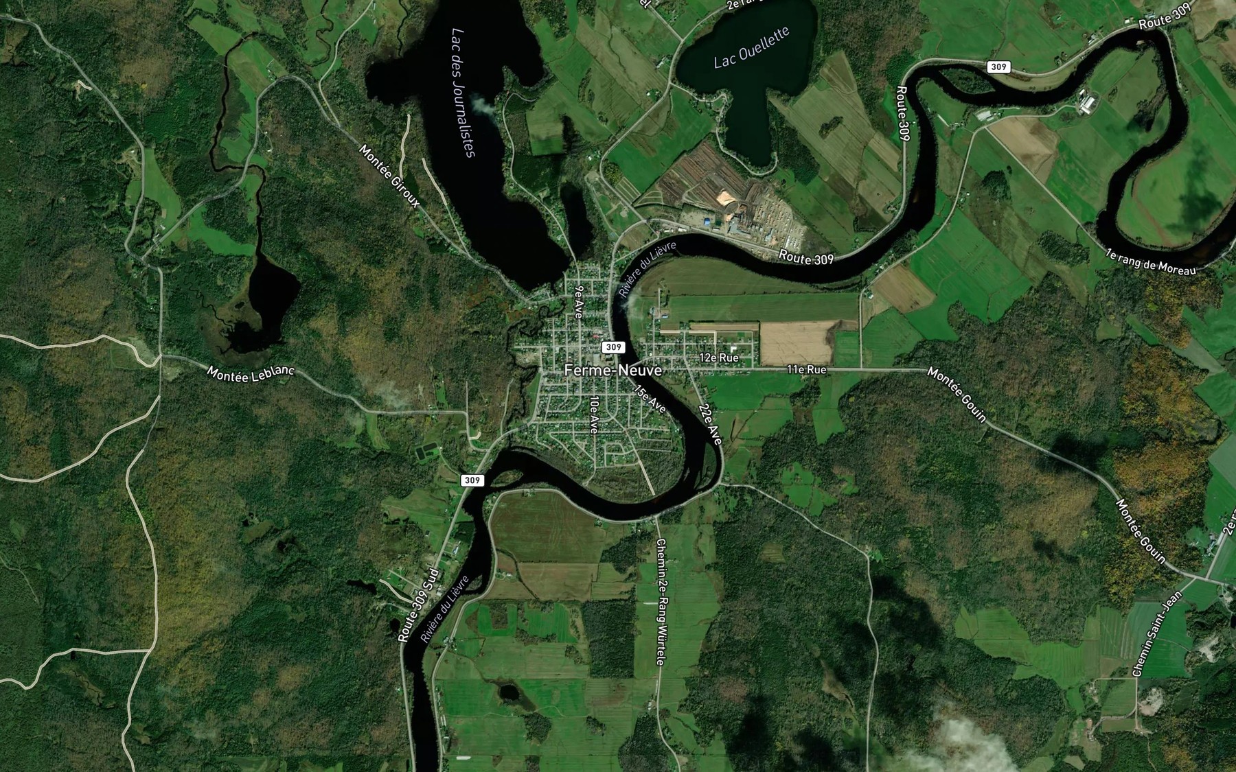 Satellite map of the Ruisseau Ouellette