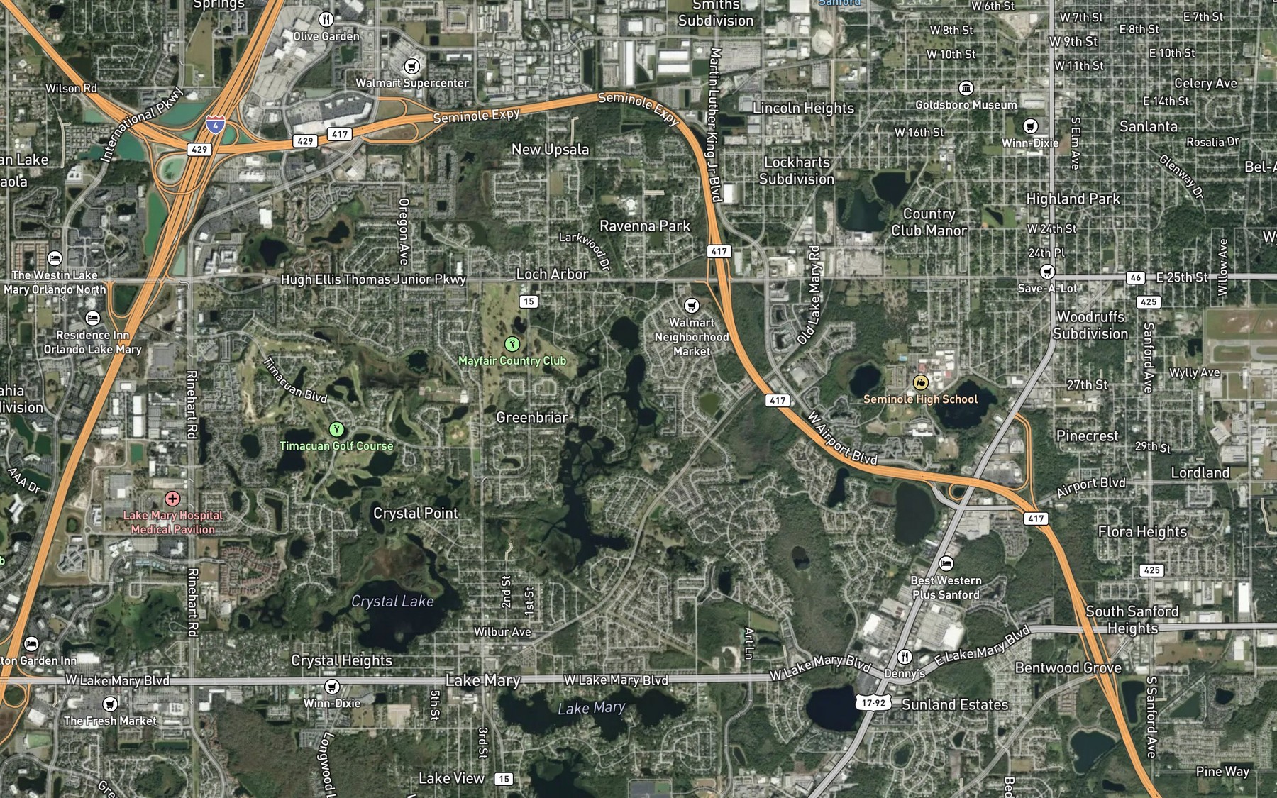 Satellite map of the Bel-Air Lake