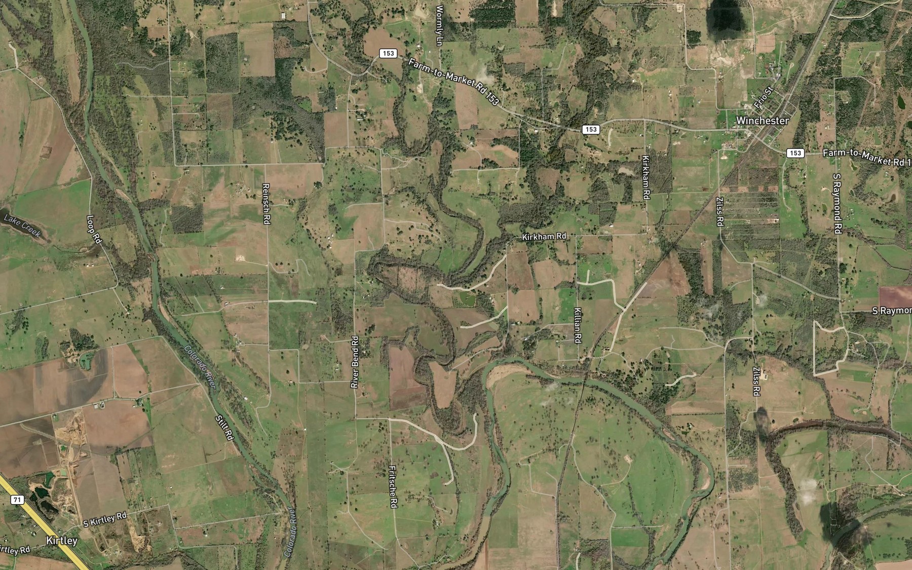 Satellite map of the Little Pin Oak Creek