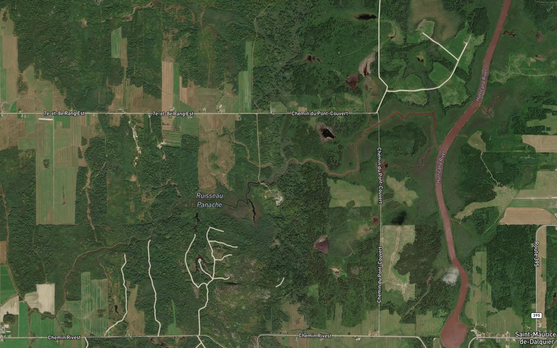 Satellite map of the Ruisseau Pomerleau