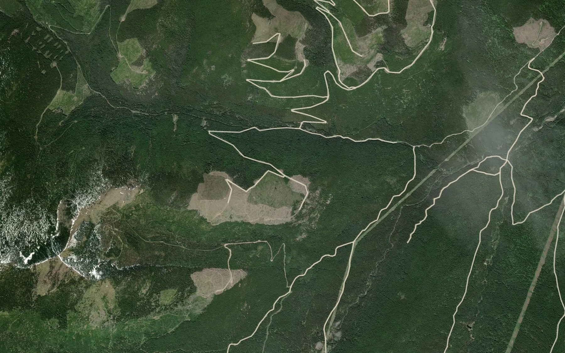 Satellite map of the Ryder Creek