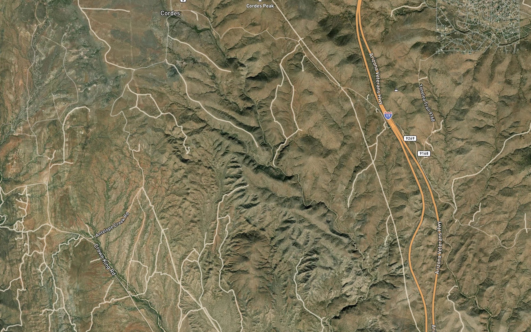 Satellite map of the Antelope Creek