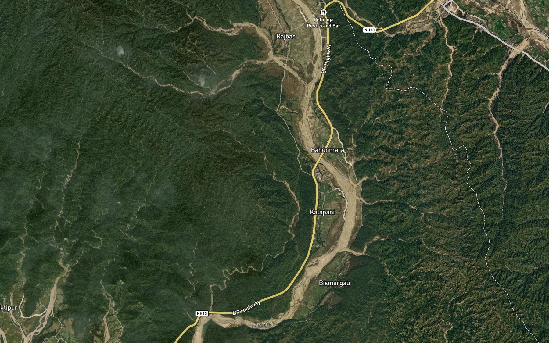 Satellite map of the Perunge Khola