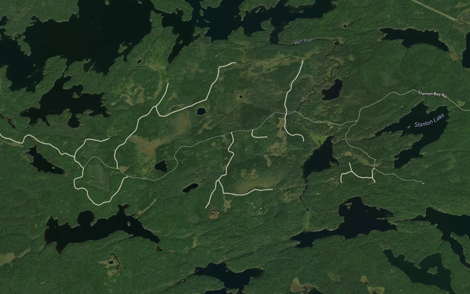 Satellite map of the Nym River