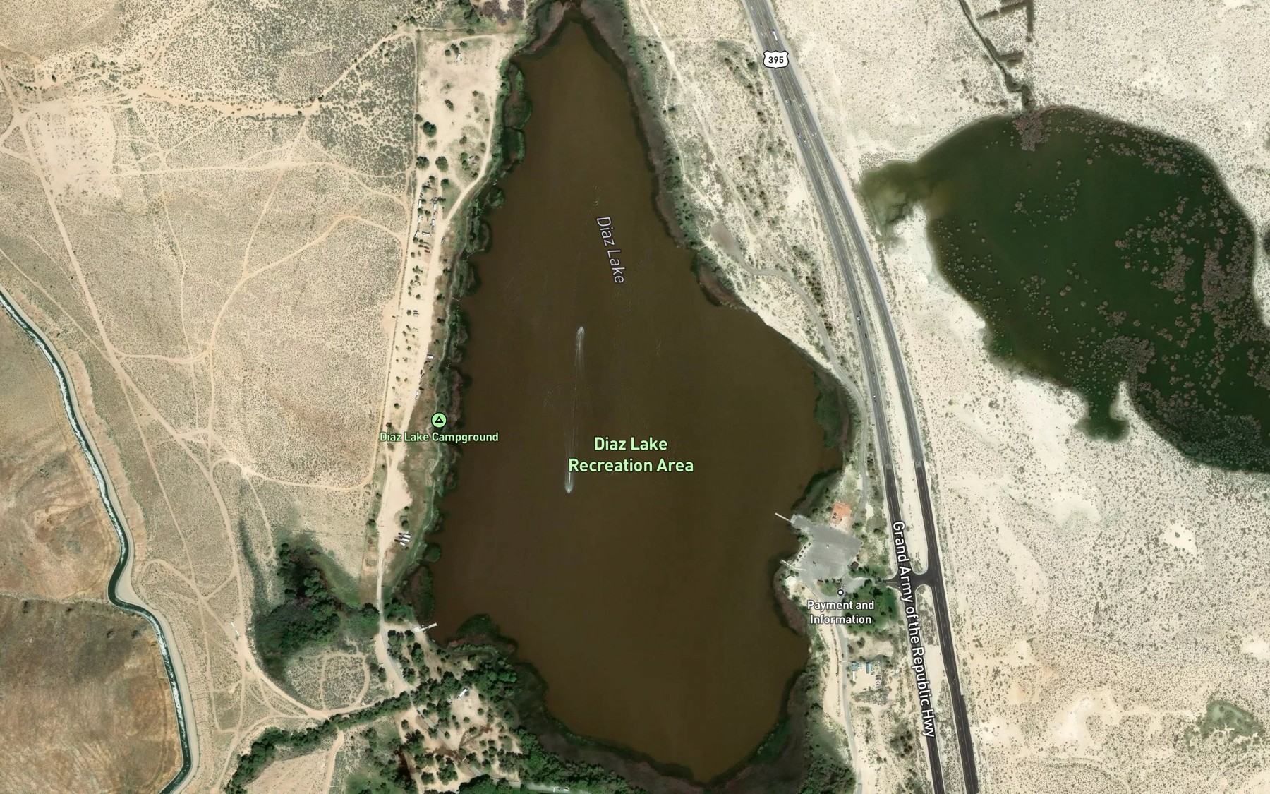 Satellite map of the Diaz Lake