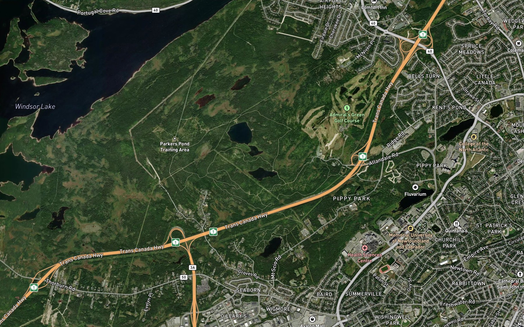 Satellite map of the Left Pond