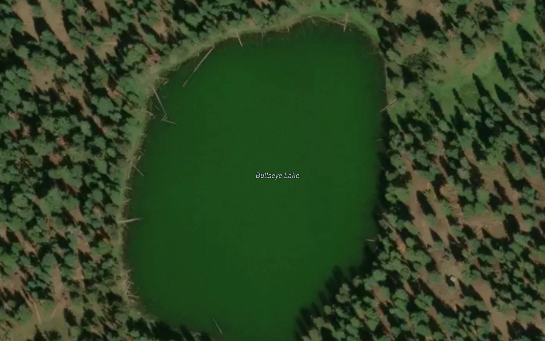 Satellite map of the Bullseye Lake